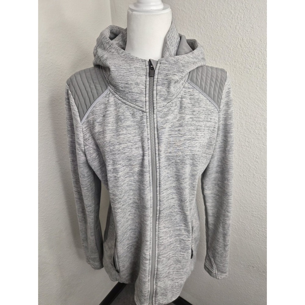 Athleta Heather Gray Full Zip Fleece Lined Hoodie Jacket Size S/M see pics